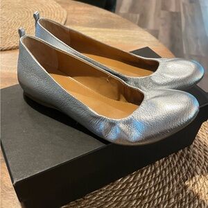 J. Crew Silver Ballerina Flats